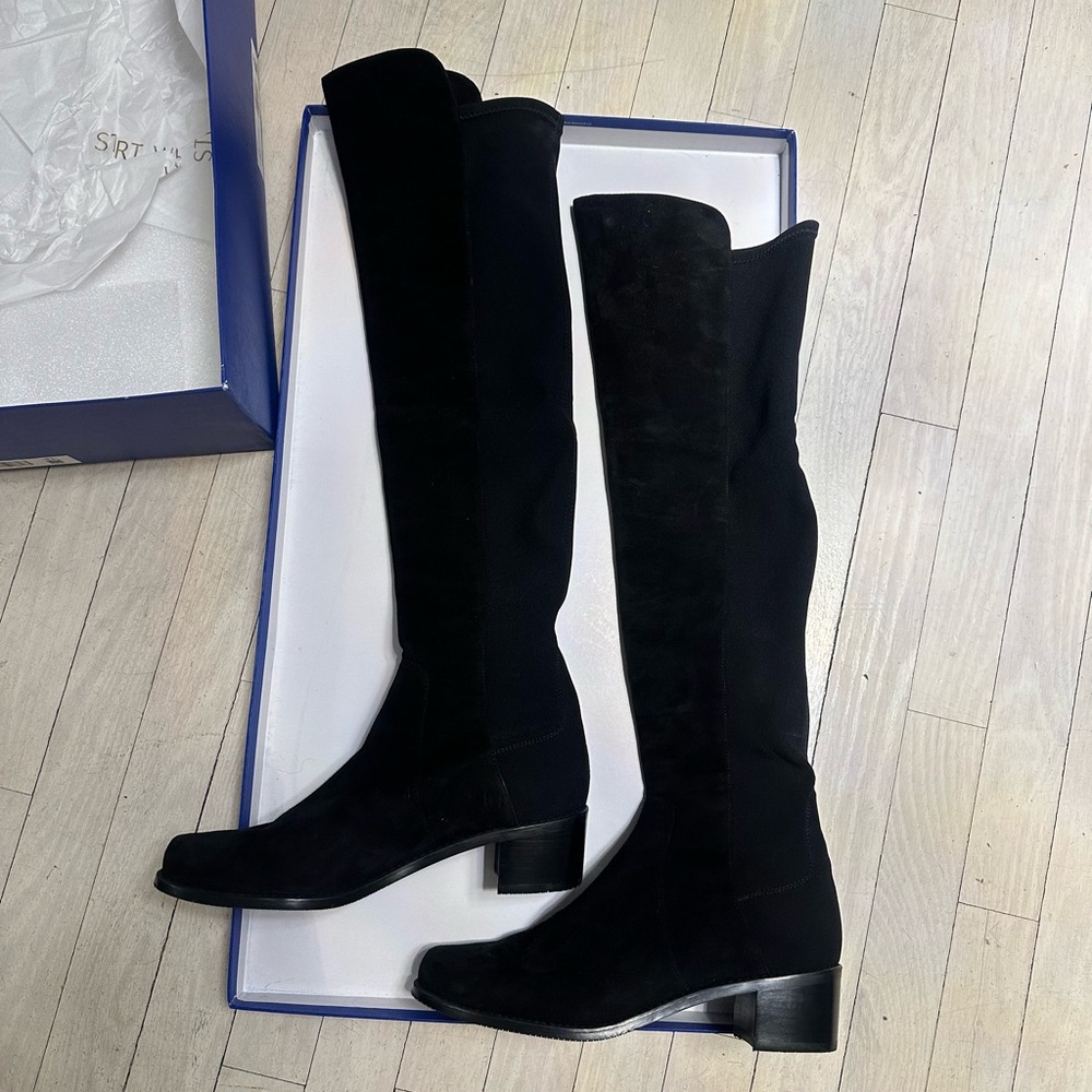 NEW! Stuart Weitzman   5050 black  suede sz 8